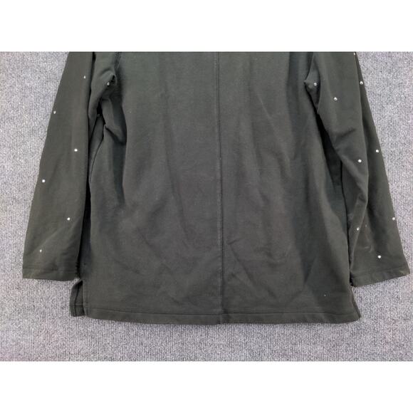 Quacker Factory Womens Full Zip Studded Shiny Jacket Size M Black - Picture 9 of 10